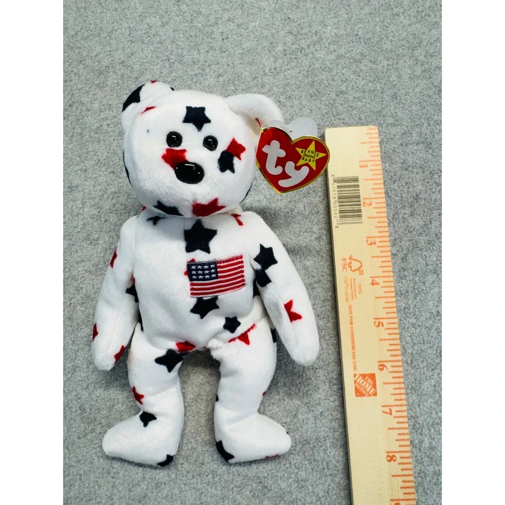 Ty Beanie Baby Glory‎ Bear July 4 1997 American Flag Patriotic Plush w/ Tag